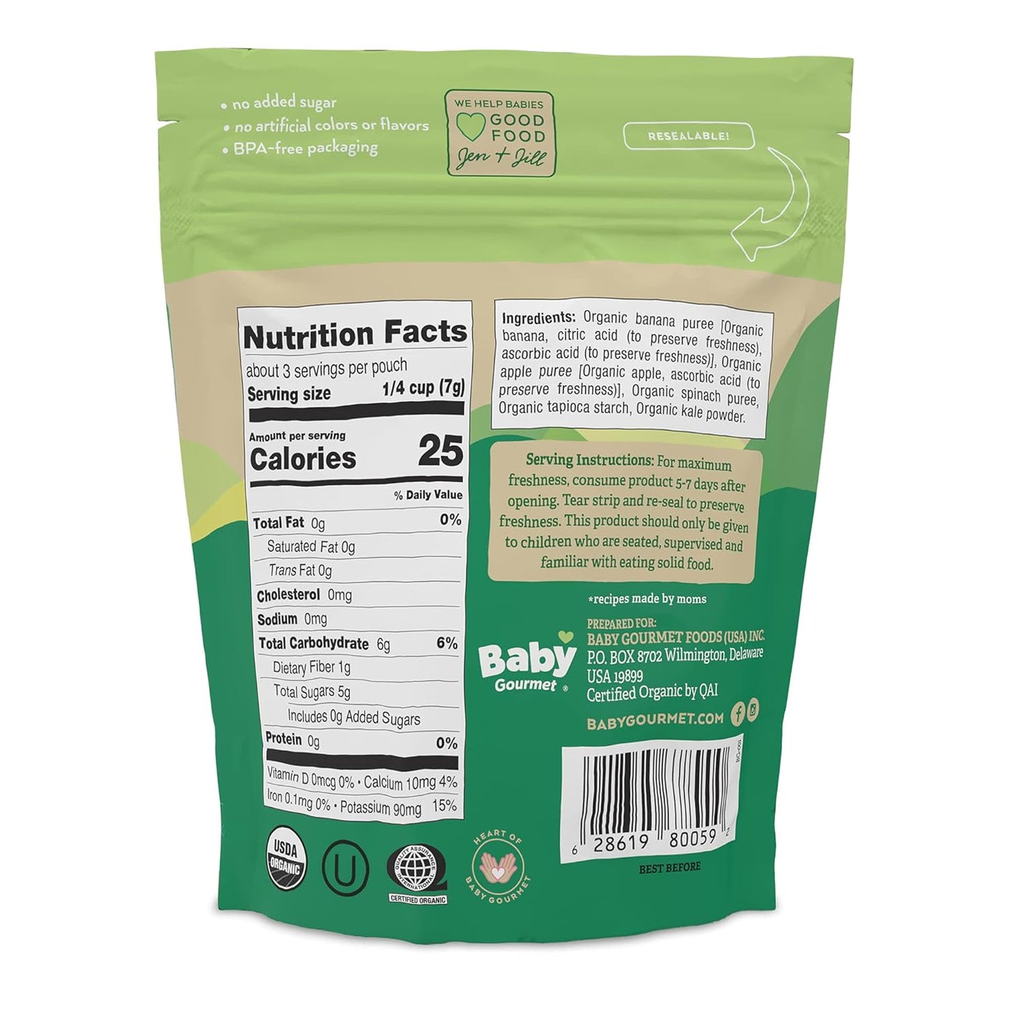Organic Freeze-Dried Fruit & Vegetable Snack - Fruity Greens - (0.8 Oz) 8-Pack