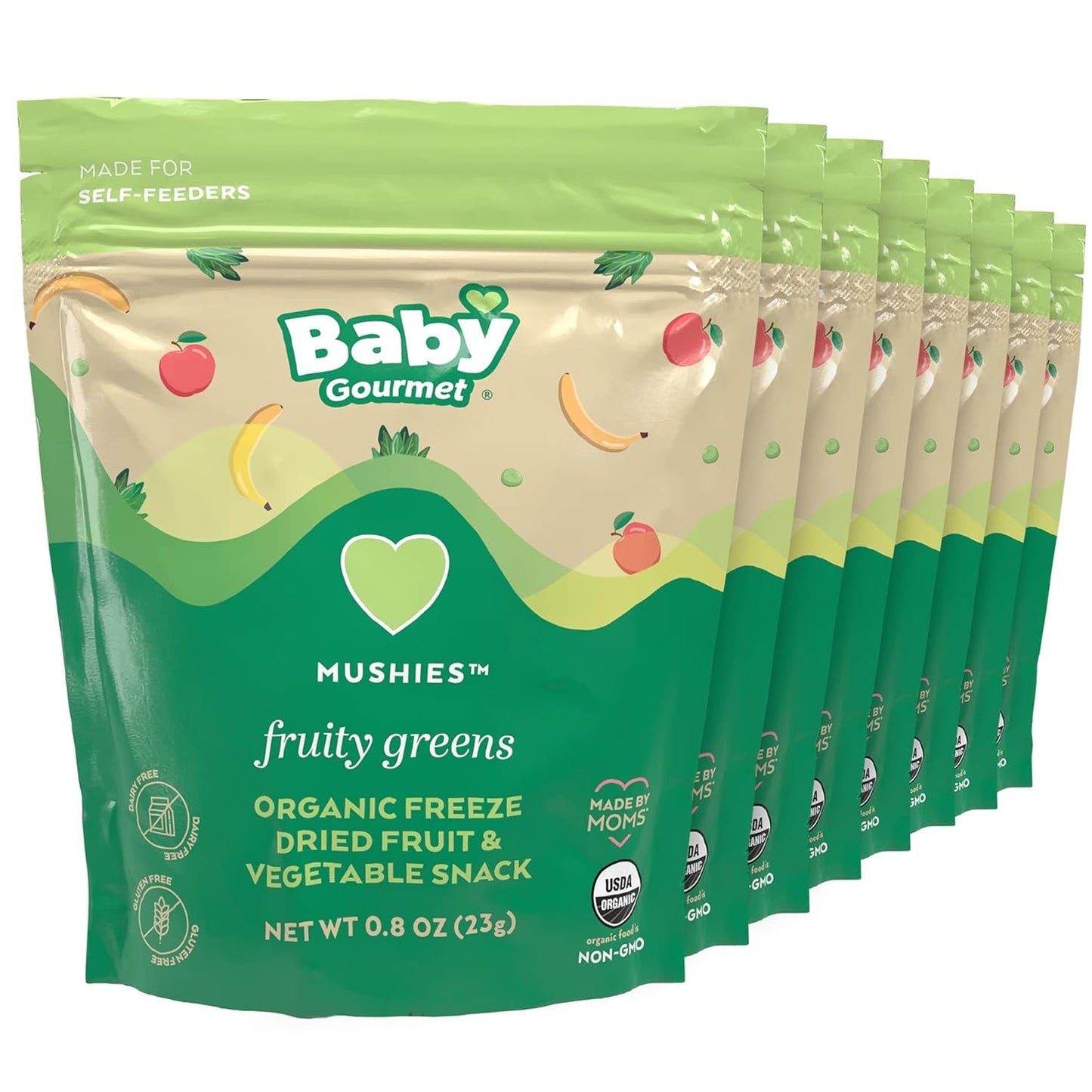 Organic Freeze-Dried Fruit & Vegetable Snack - Fruity Greens - (0.8 Oz) 8-Pack