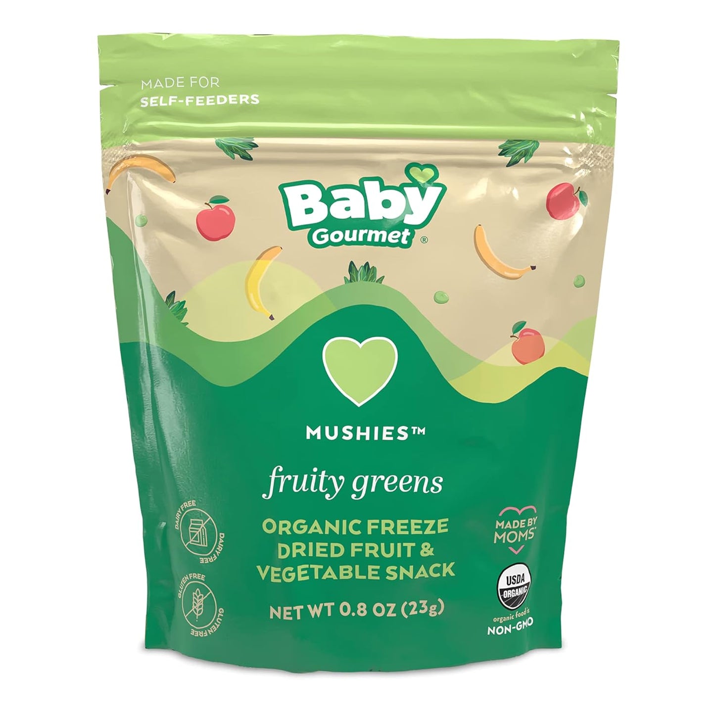 Organic Freeze-Dried Fruit & Vegetable Snack - Fruity Greens - (0.8 Oz) 8-Pack